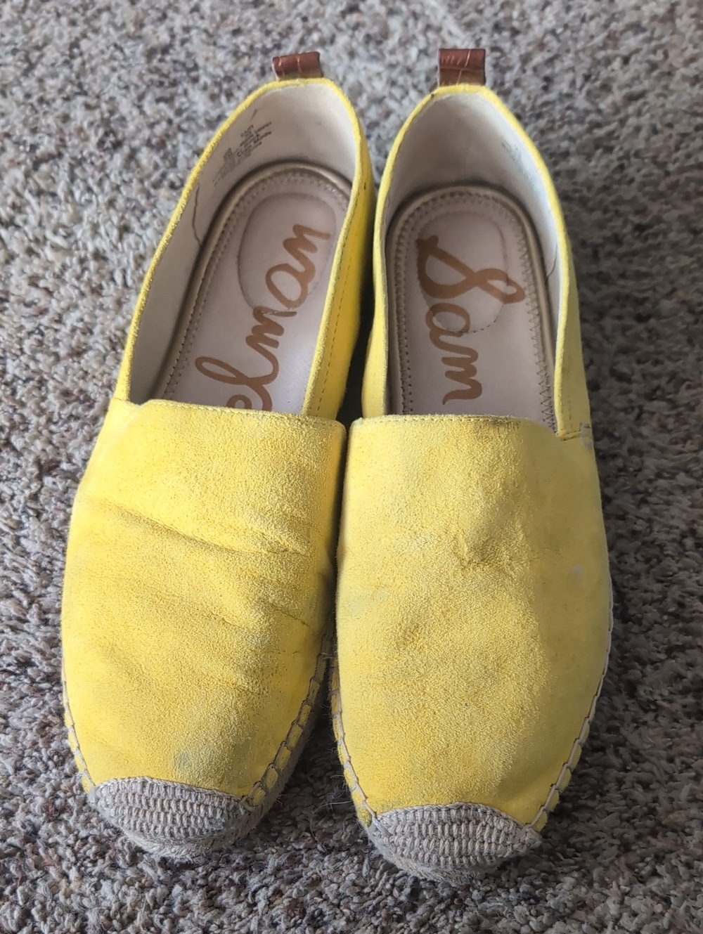 Sam Edelman Yellow Suede Espadrille Flats Slip On Size 9